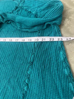 We The Free Teal Layered V-Neck Long Sleeve Top thumbnail 2