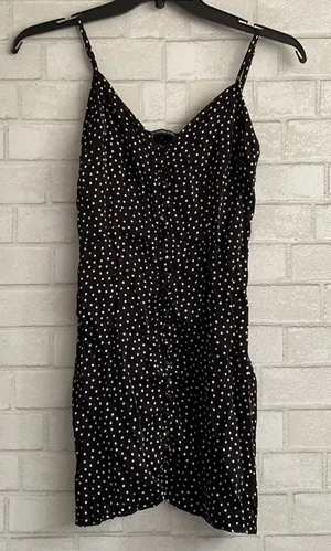 Abercrombie Satin Polka Dot Black and White Flowy Dress thumbnail 1
