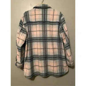 Old Navy Transitional Plaid Utility Shacket Green Size Large thumbnail 6
