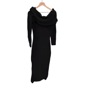 NWT SKIMS Cozy Knit Off the Shoulder Dress XL Onyx thumbnail 5