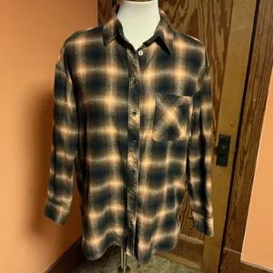 Gilded Intent Plaid Flannel Shirt XS Brown Black Button Down Buckle thumbnail 11