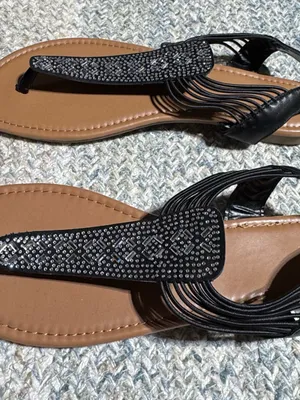 NEW Black Embellished Thong Sandals for Women Size11 thumbnail 3