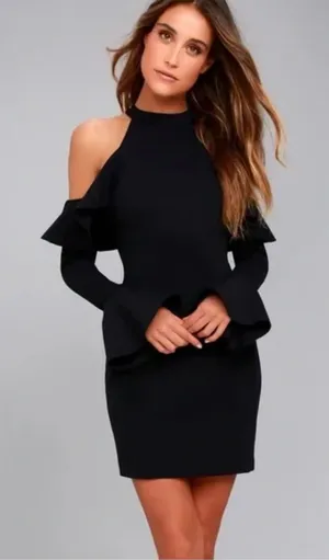 Free People black cold‎ shoulder dress Size M thumbnail 1