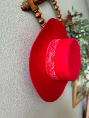 Lack of Color Hat The Sierra Boater Hat in Ruby Red thumbnail 4