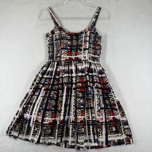 Amanda Uprichard Silk Mixed Print Fit and Flare Mini Dress Leopard Floral M thumbnail 9