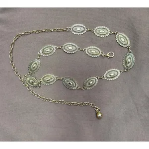 Vintage Gold Oval Concho Waist Chain Belt Adjustable Boho Western Style thumbnail 2