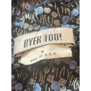 VTG Y2K Byer Too USA Made Blue Gray Floral Sleeveless Ruffle V-neck Dress M thumbnail 5