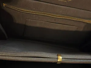 Two-Tone Cream and Dark Brown Leather Shoulder Bag with Gold Chain thumbnail 3