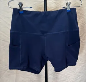 High-Rise Navy Athletic Bike Shorts with Side Pockets thumbnail 1