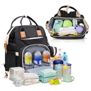 Akshomz Diaper Bag Backpack with Changing Station, Black Tan NEW thumbnail 5