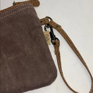 Myra Bag Cats Eye Wristlet W/Cowhide And Chevron Print Canvas And Brown Canvas thumbnail 6