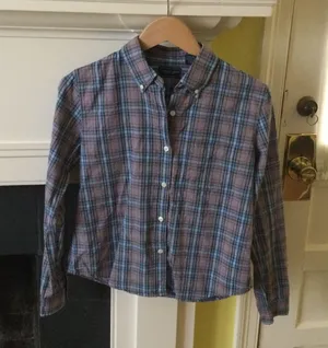 American Eagle Vintage Plaid Purple Button Down Shirt - Sz Medium thumbnail 1
