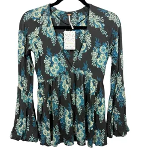 NWT Free People Speak Easy Boho Floral Blouse Top Size XS‎ Feminine Romantic thumbnail 6