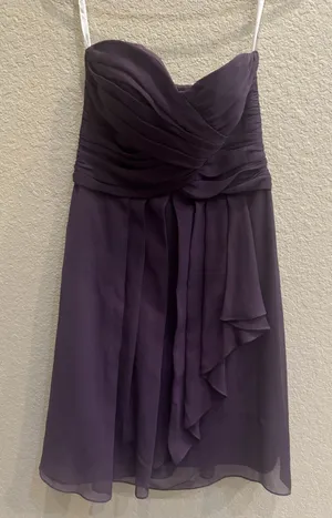 Strapless, short plum dress‎ from David's Bridal, size 4 thumbnail 1
