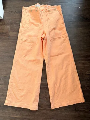 Pilcro and the Letterpress Wide Leg Utility Pants Orange Cinch Back Size 27 thumbnail 1