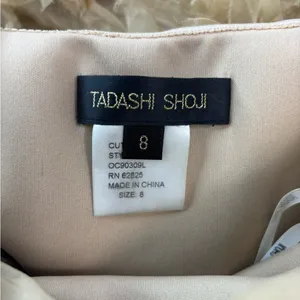 Tadashi Shoji 8 Silk Elegant Ruffle Strapless Formal Maxi Dress in Golden Beige thumbnail 13