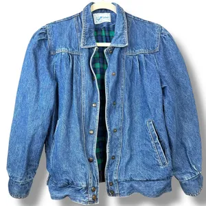 Vintage Sergio Valente VTG Western Pleated Flannel Puff Shoulder Denim Jacket thumbnail 2