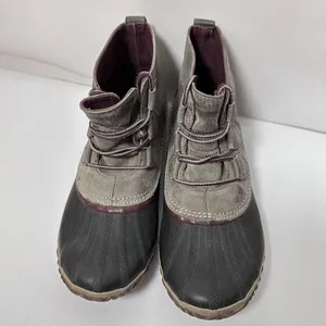 Sorel Out N About Womens 10 Ankle Boots Duck Boot Rubber Waterproof Gray thumbnail 2