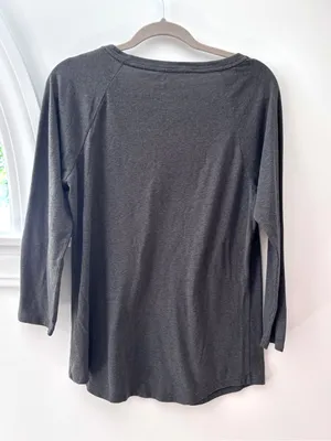 American Eagle Gray Beaded Logo Top Long Sleeve Tee Womens XL Raglan Crewneck thumbnail 5