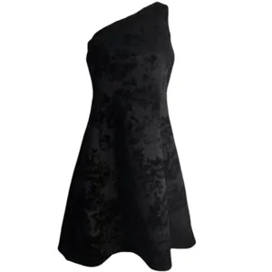 NWT PROSECCO Floral Velvet One Shoulder Black A Line Dress SZ-8 thumbnail 7