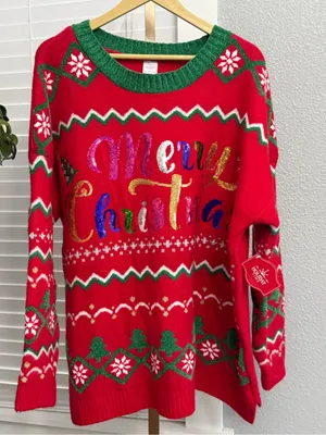 NWT Merry Christmas Sequin Sweater Size 2X(20W-22W) thumbnail 1