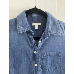 J.Crew Chambray Popover Shirt Dress Womens Size 0 Blue Denim Mini Cotton Classic thumbnail 3