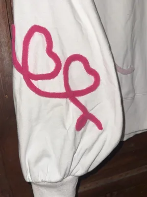 Peach Love California White Sweatshirt with Pink Heart Accents thumbnail 4