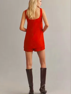 Anthropologie Maeve XS NEW Hidden Romper Mini Tank Dress Red Relaxed Preppy thumbnail 4