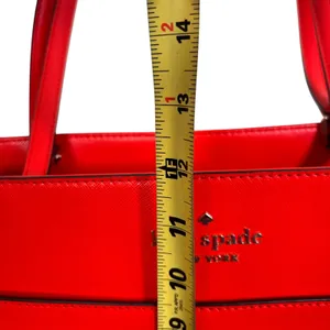 Kate Spade New York Red Orange Saffiano Leather Tote Bag Shoulder Purse Gold thumbnail 4