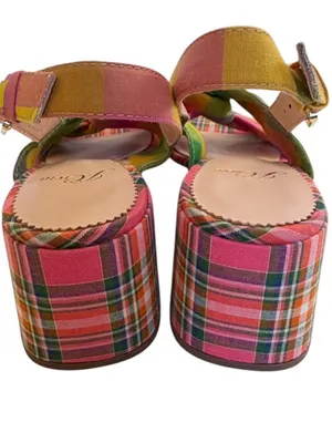 Like New J. Crew Twisted Knot Penny Sandals Plaid Size 5 thumbnail 7
