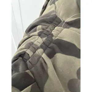 White House Black Market Camo Tie Neck‎ Puff Shoulder Blouse XXS Olive Green thumbnail 4