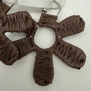 Free People Earrings NWT Woven Flower Hoops Chocolate Brown Hippie Boho Festival thumbnail 7