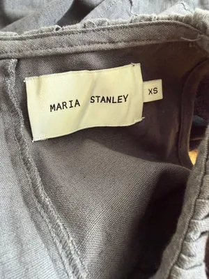 MARIA STANLEY Gray Linen Blend Cascada Cropped Ruffle Jumpsuit Size XS NWOT thumbnail 3