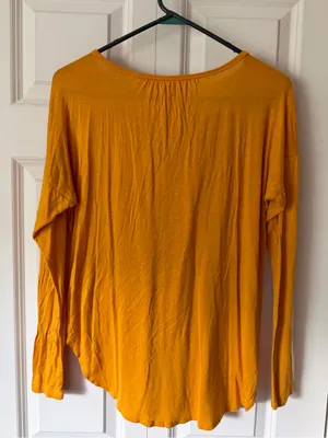 No Boundaries Mustard Yellow Crisscross V-Neck Long Sleeve Top thumbnail 3