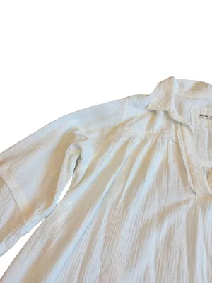 We The Free Ivory Cotton Gauze Popover Blouse Long Sleeve V Neck Small Women's thumbnail 3