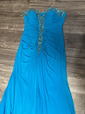 Alyce Paris Turquoise Beaded Strapless Formal Prom Evening Gown Size 10 thumbnail 6