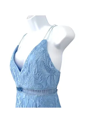 Pink Lily Lace Cutout Mini Dress Light Blue Size Small NWT Coquette Soft Girl thumbnail 4