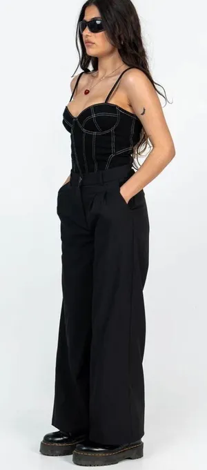 Princess Polly Archer Pants Black thumbnail 1