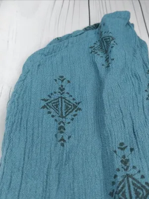 Free People Harem Teal Printed Elastic Waist Boho Hippie Festival Pants thumbnail 2