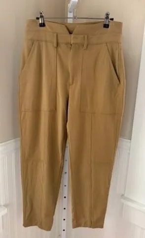 Banana Republic Notched Waist Utility Tapered Pants Camel Tan Size 8 thumbnail 1