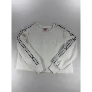 Hunter for Target Womens L White Cropped Embossed Logo Tape Sleeve Sweatshirt thumbnail 5