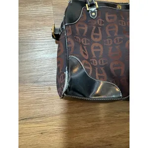 Etienne Aigner Monogram Shoulder Bag Brown Black Tote Purse AS IS Read thumbnail 6