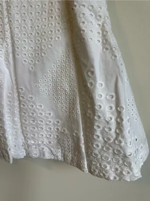 Trina Turk Cotton Eyelet Pleated Skirt Womens 4 White thumbnail 2