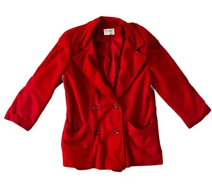 VTG Wellington fashions Red Double-Breasted Kashmiracle Peacoat Size L Vegan thumbnail 1