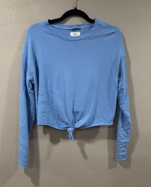 Aerie Cropped Tied Knot Top In Blue thumbnail 1