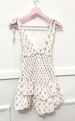 LoveShackFancy Rosie Floral Dress Cerise Pink Size S thumbnail 6