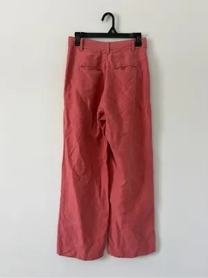 Aritzia Wilfred The Effortless Linen Cropped Wide Leg Pant Warm Sienna Red 2 thumbnail 3