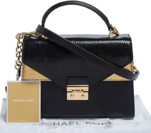 Michael Kors Black and gold python, Sloane crossbody thumbnail 1