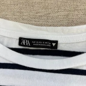 Zara Striped Elastic Hem Crop Top Small Cap Sleeve Nautical Coastal‎ Chic Preppy thumbnail 3