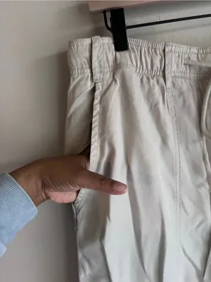 Quince Vintage Wash Tencel Women's Cargo Drawstring Pants Cream Size‎ L thumbnail 3